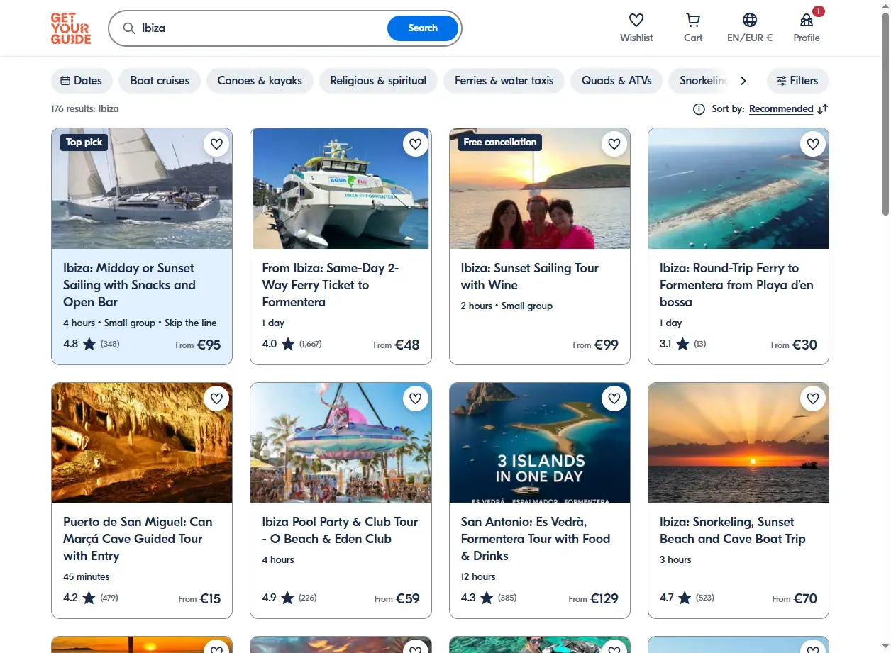 Activités et excursions à Ibiza via GetYourGuide