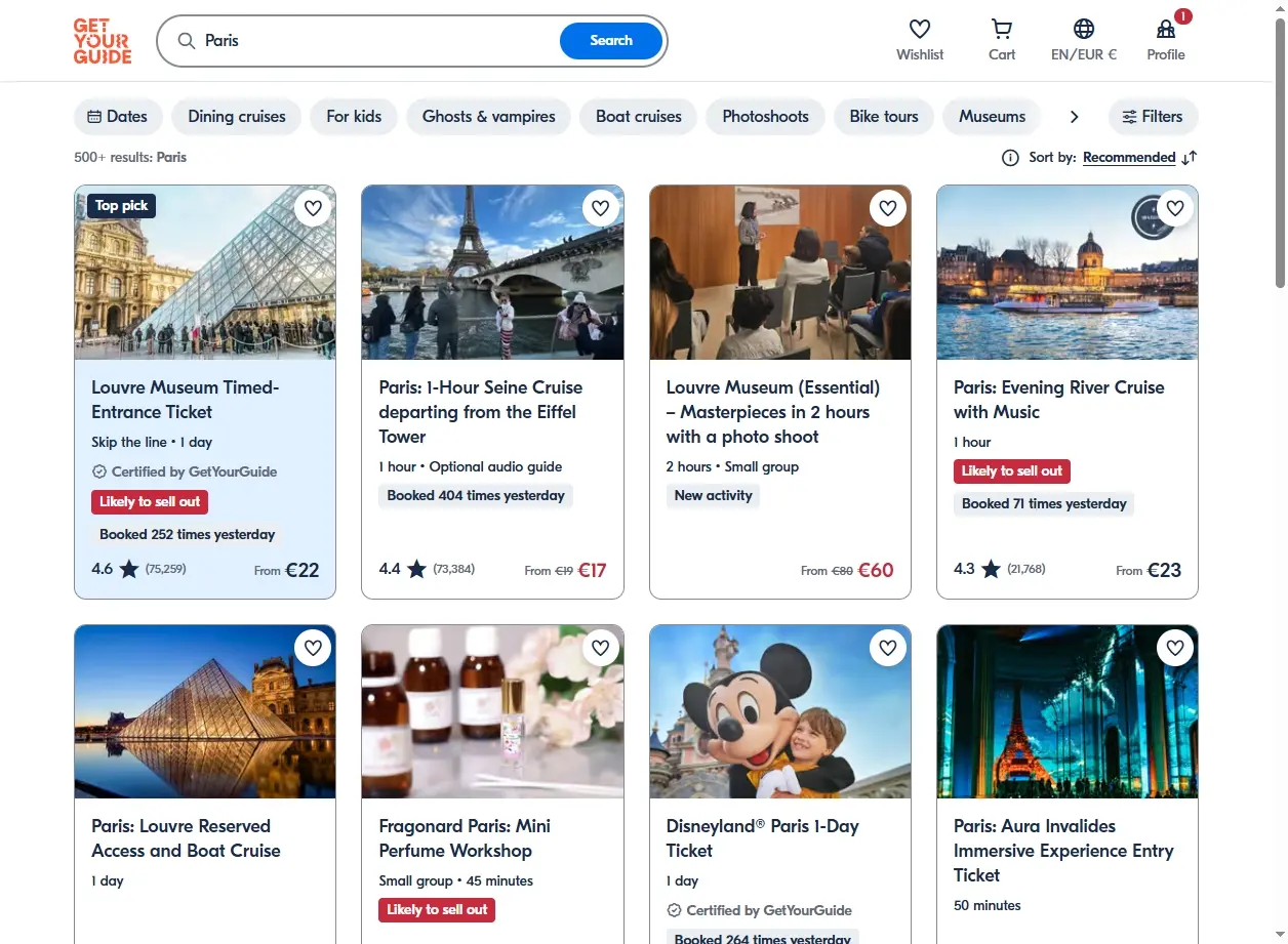 Activités et visites guidées à Paris