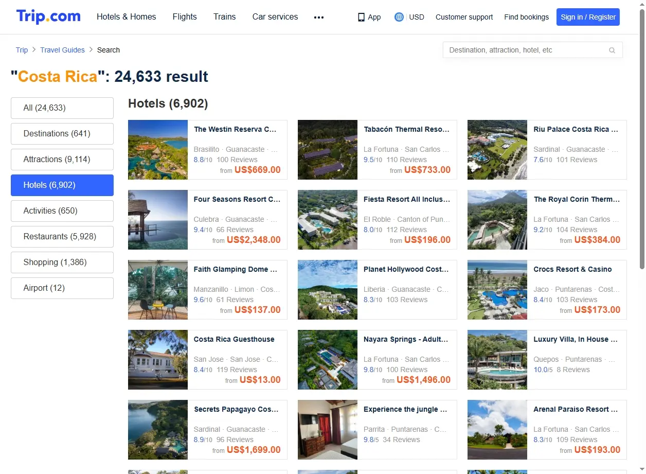 Photo d'un bel hôtel avec piscine au Costa Rica