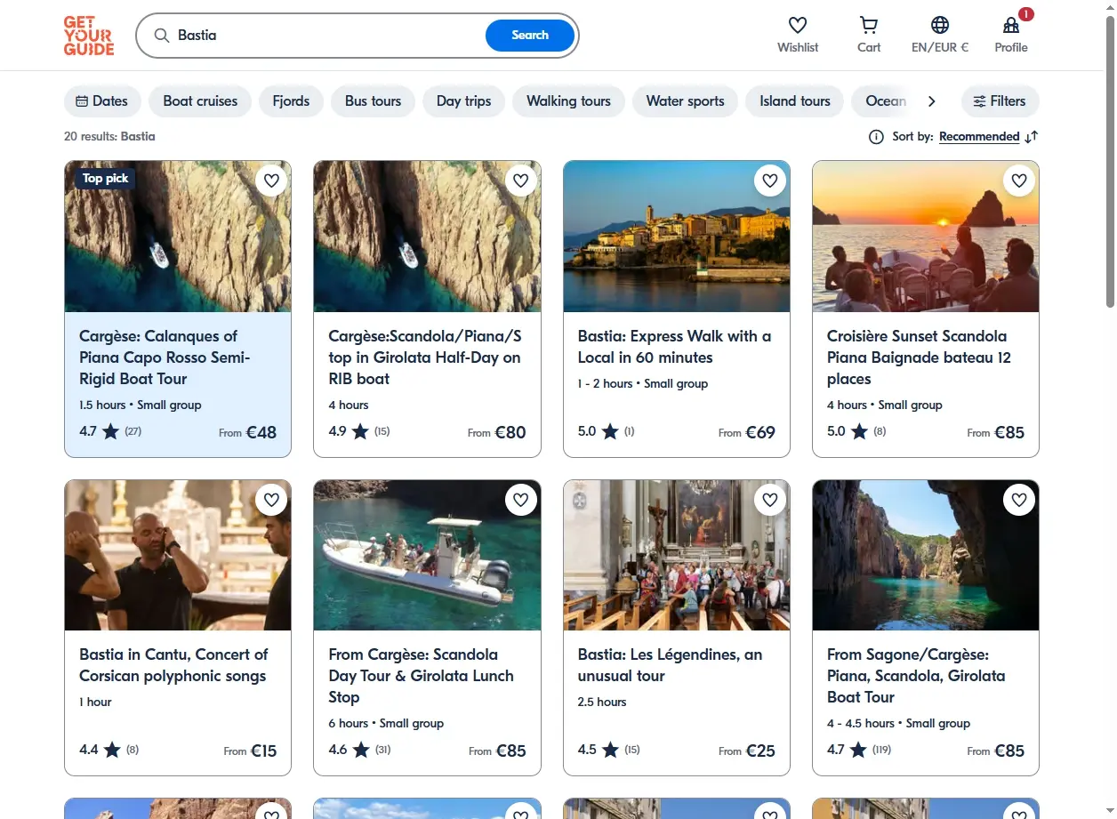 Activités et excursions en Corse depuis Bastia