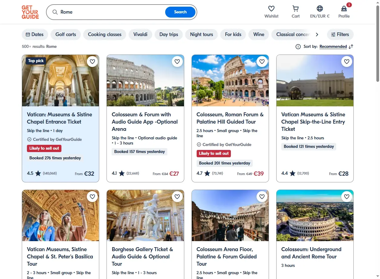 Activités et visites guidées à Rome