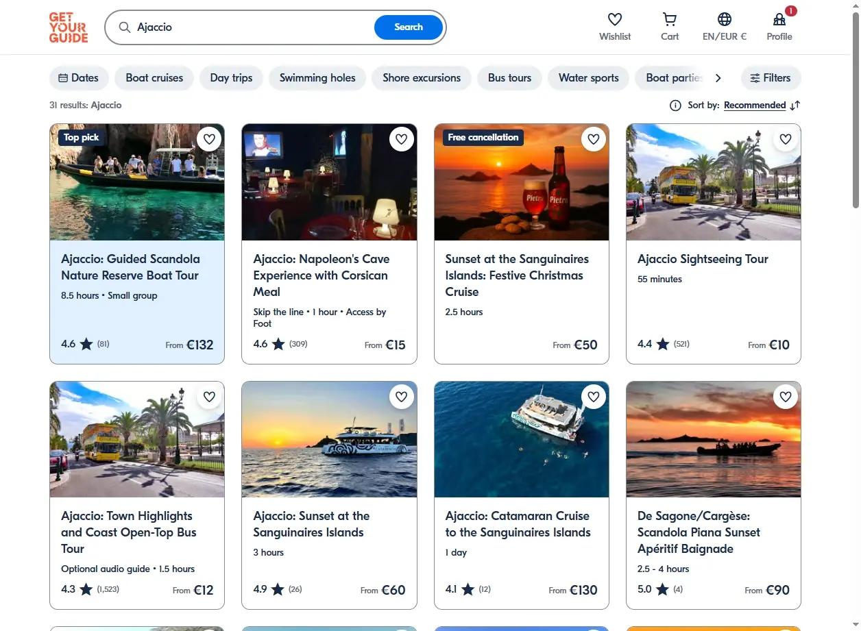 Activités et excursions à Ajaccio