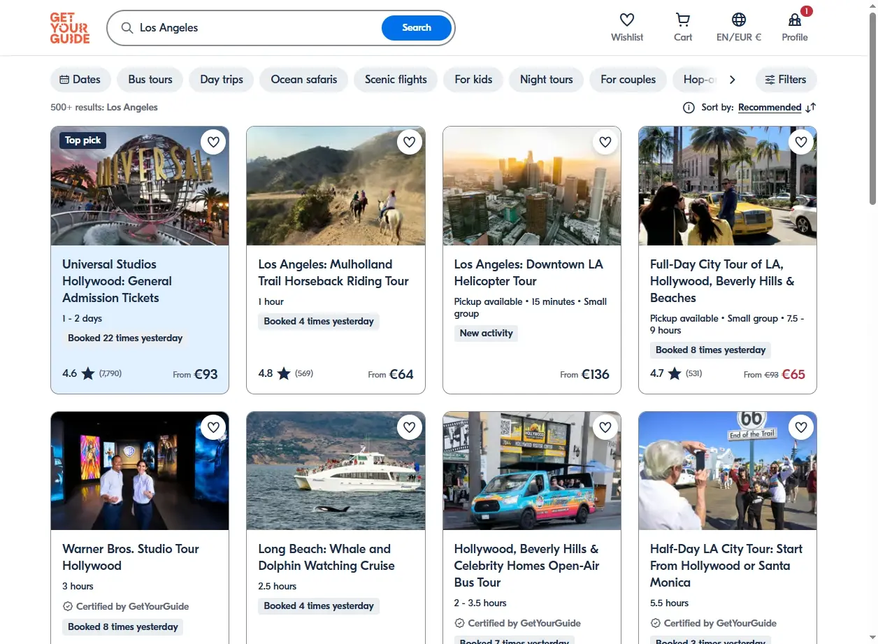 Activités et visites guidées disponibles à Los Angeles.