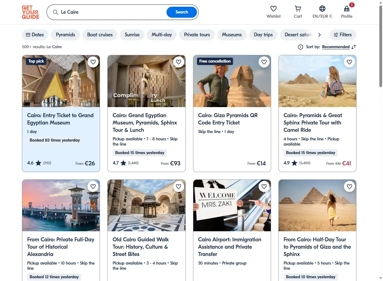 Activités et excursions au Caire, y compris les pyramides.