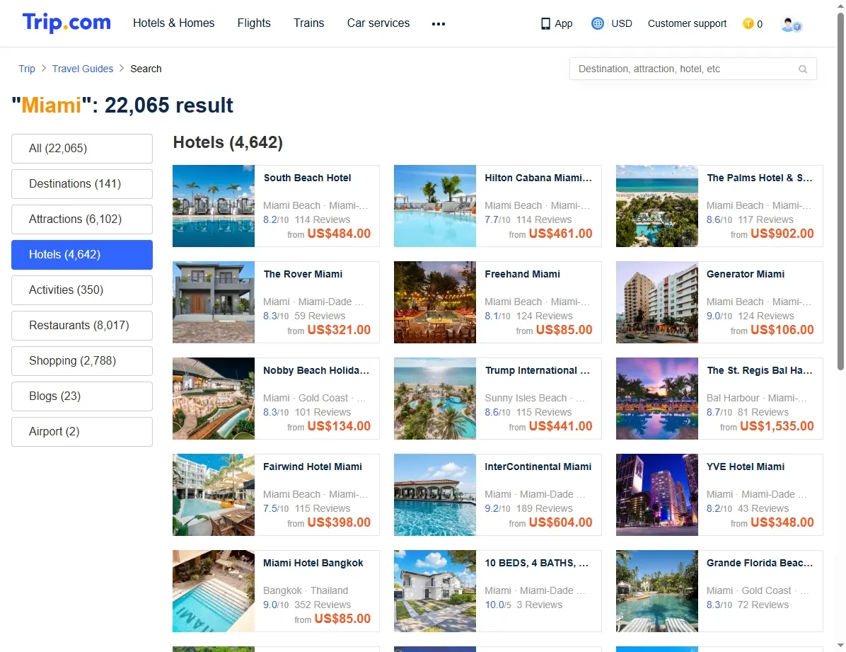 Photo d'un hôtel de luxe à Miami Beach avec piscine et vue sur l'océan