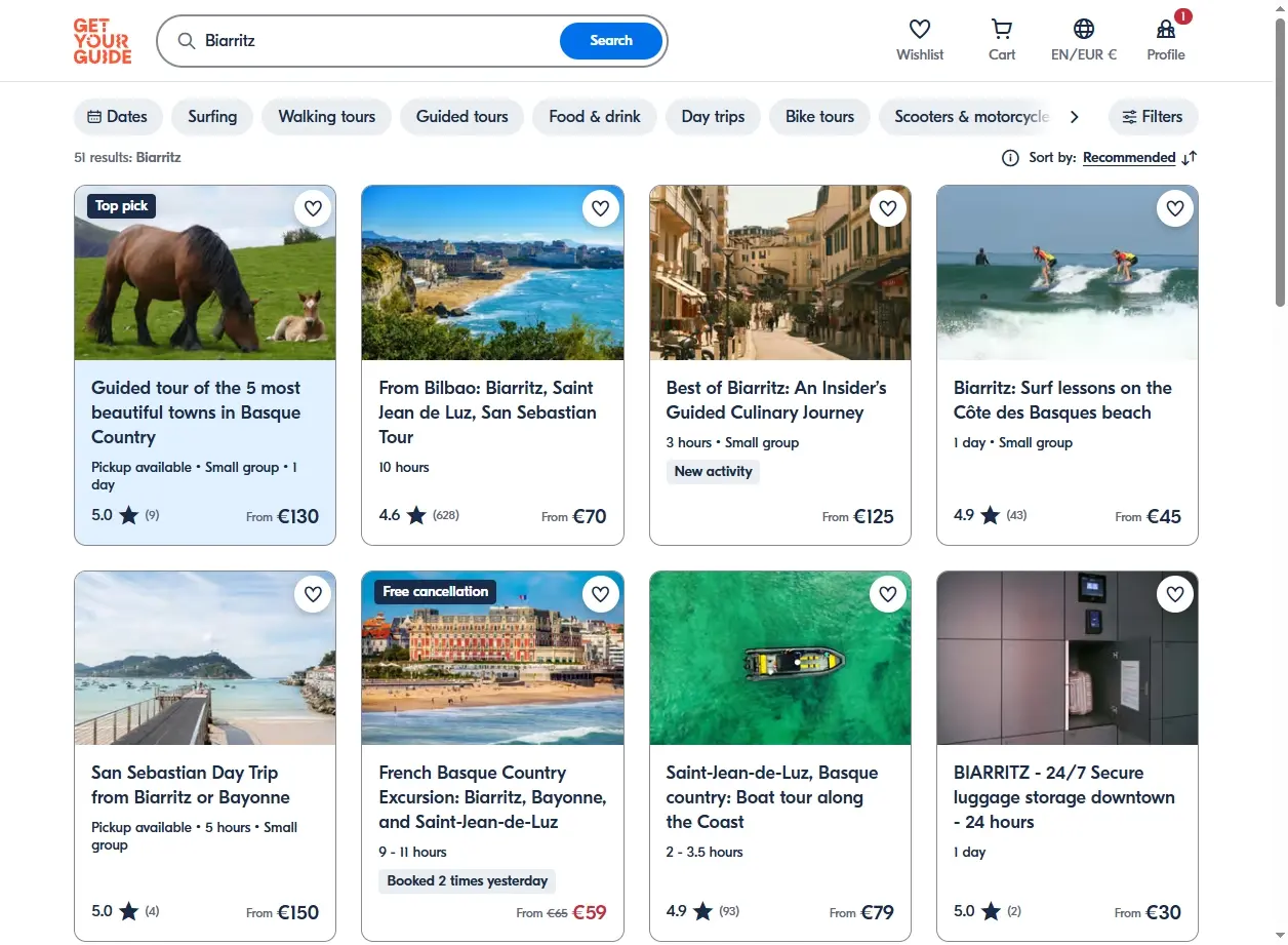 Activités et excursions à Biarritz