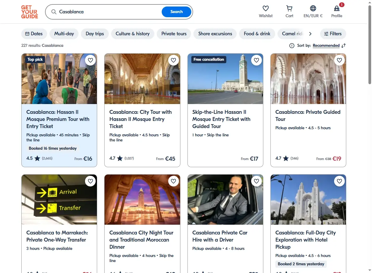 Activités touristiques et excursions à Casablanca