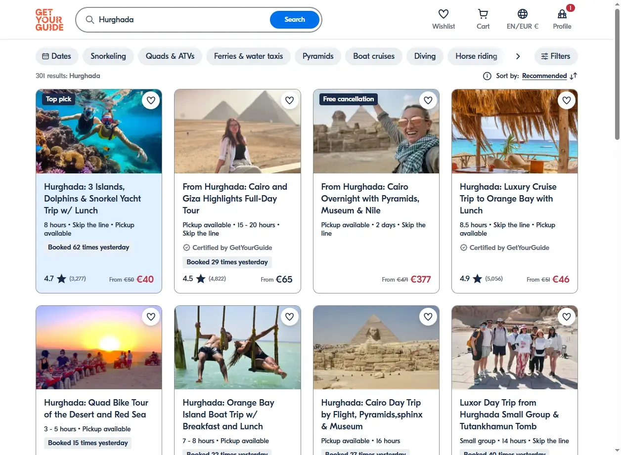 Activités et excursions à Hurghada