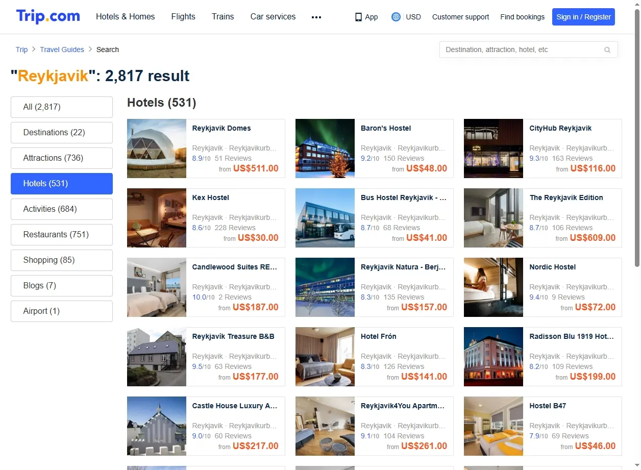 Offres d'Hôtels à Reykjavik - Trip.com