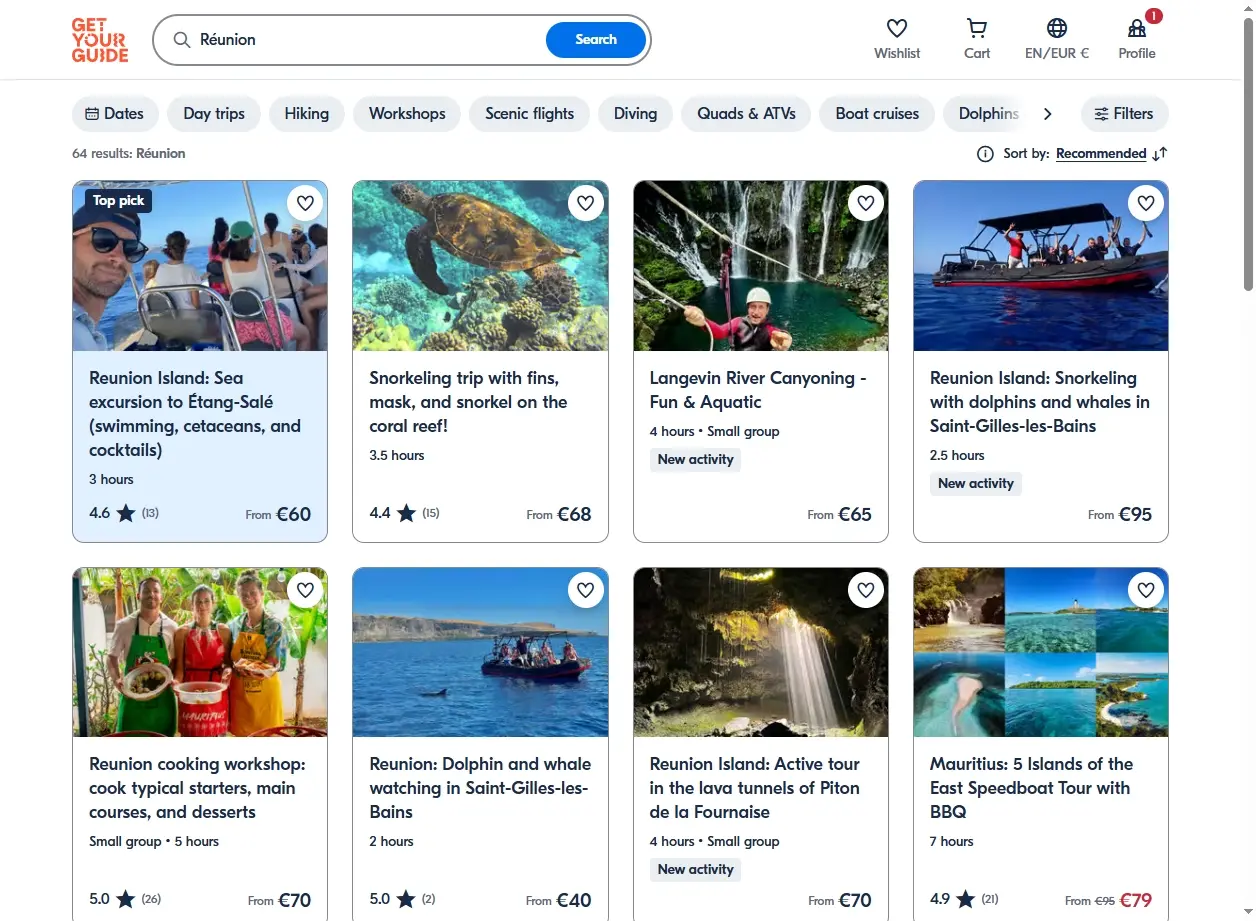 Activités disponibles à la Réunion via GetYourGuide