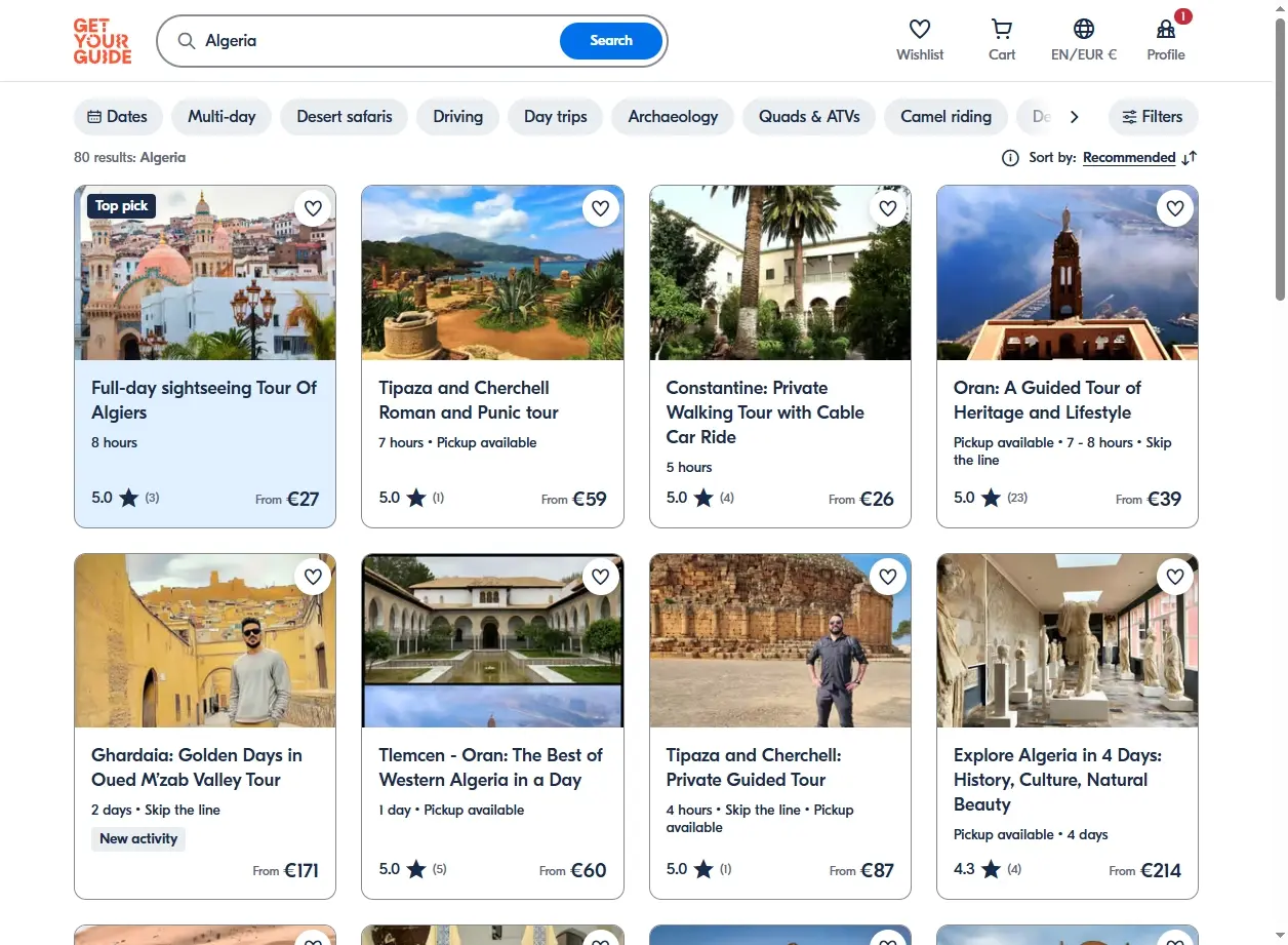Activités touristiques en Algérie