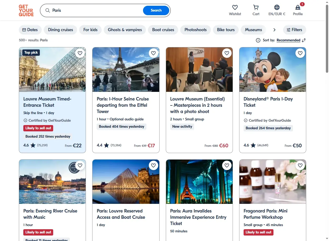 Activités et excursions à Paris sur GetYourGuide
