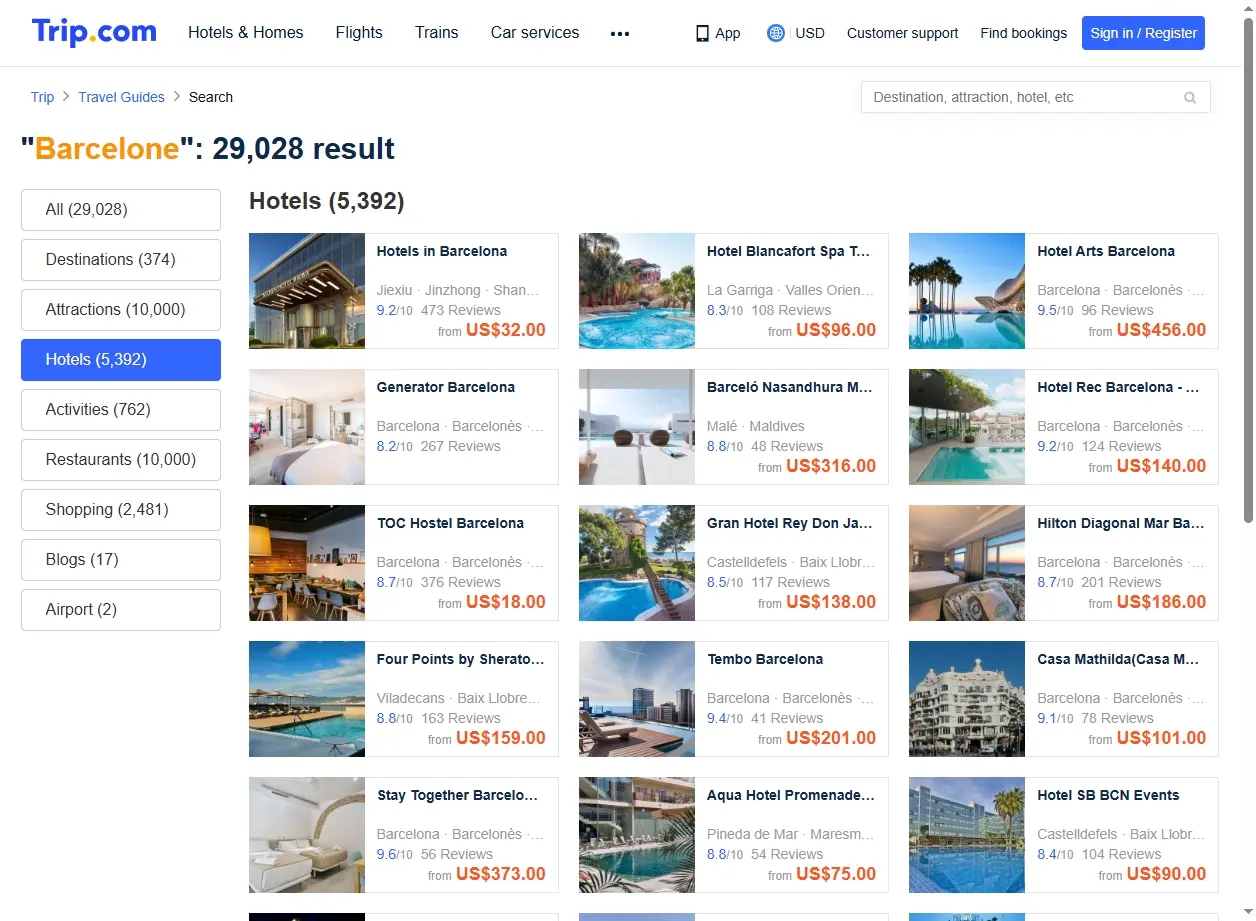 Offres d'Hôtels à Barcelone