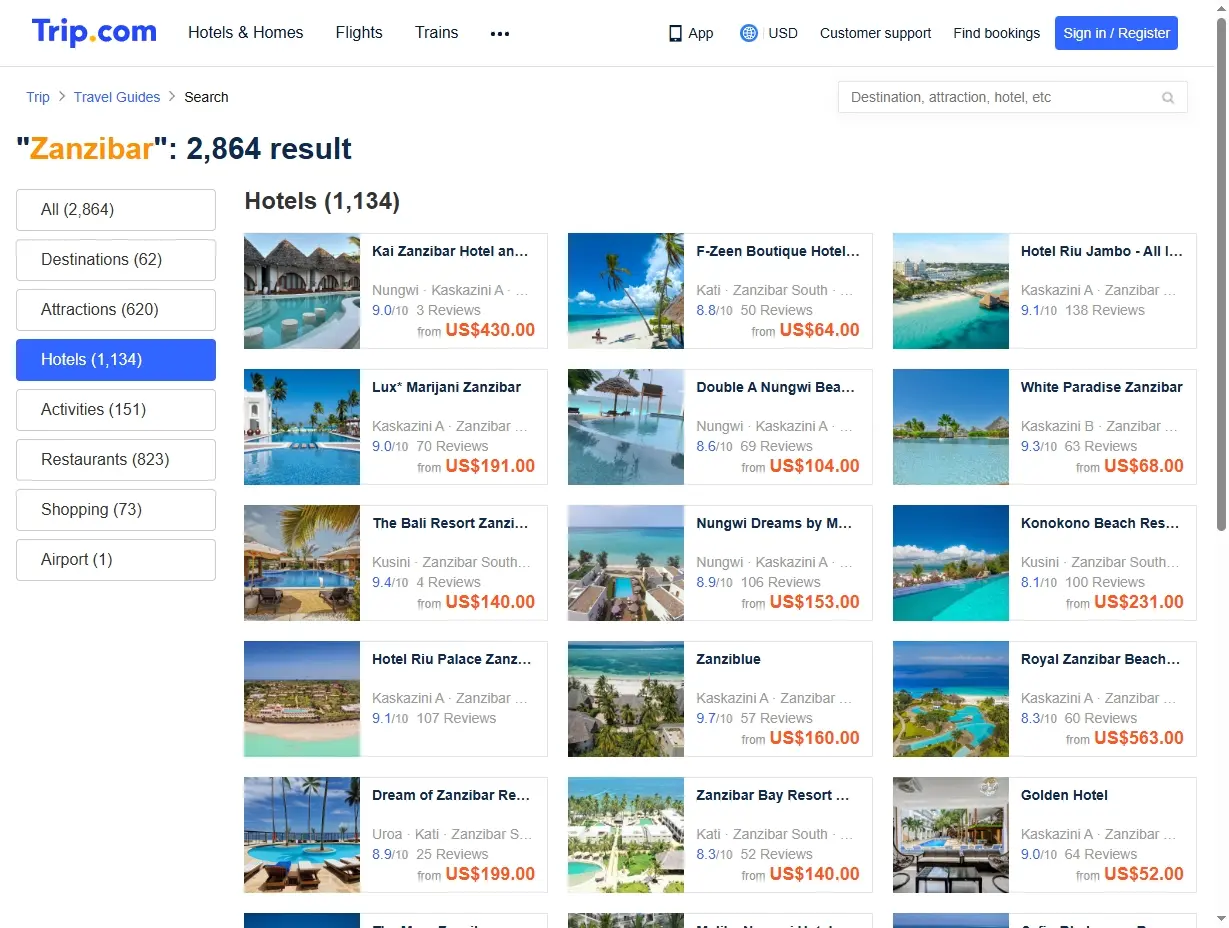Photo d'un hôtel de luxe à Zanzibar avec piscine face à la mer