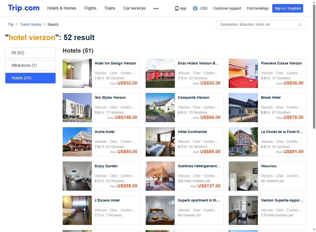 Offres spéciales hôtels Vierzon sur Trip.com