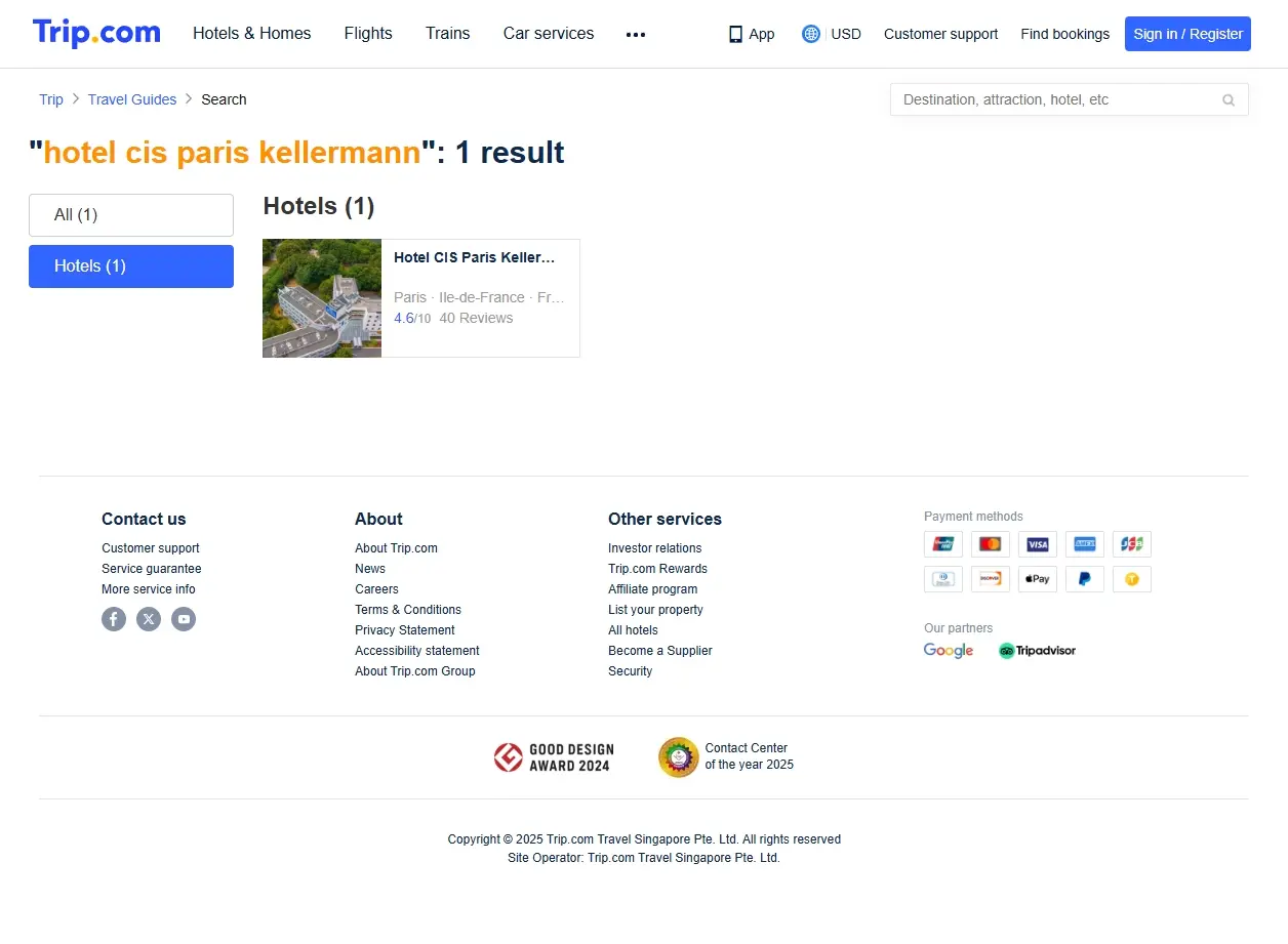 Capture d'écran de site de réservation d'hôtel avec offres exclusives