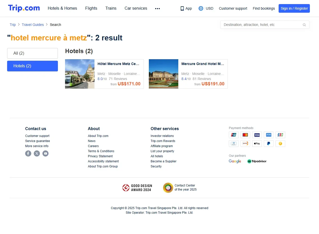 Offres spéciales hôtelières Mercure Metz sur Trip.com