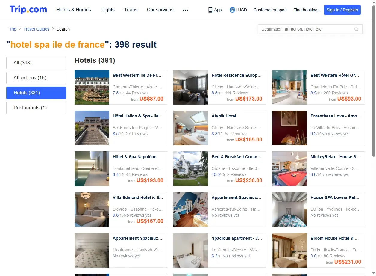 Offres spéciales pour hôtels spa en Île-de-France