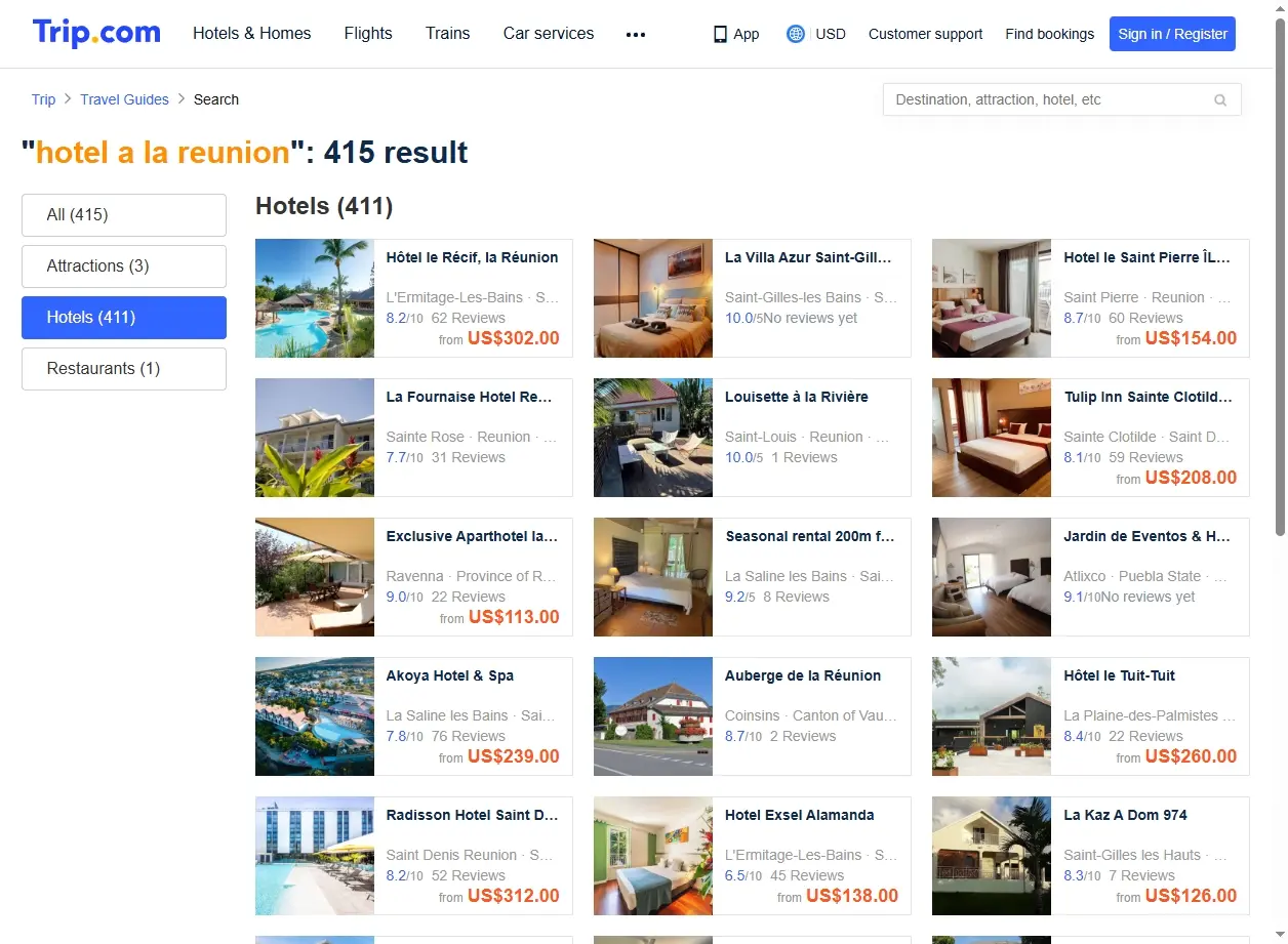 Offres spéciales pour hotel a la reunion