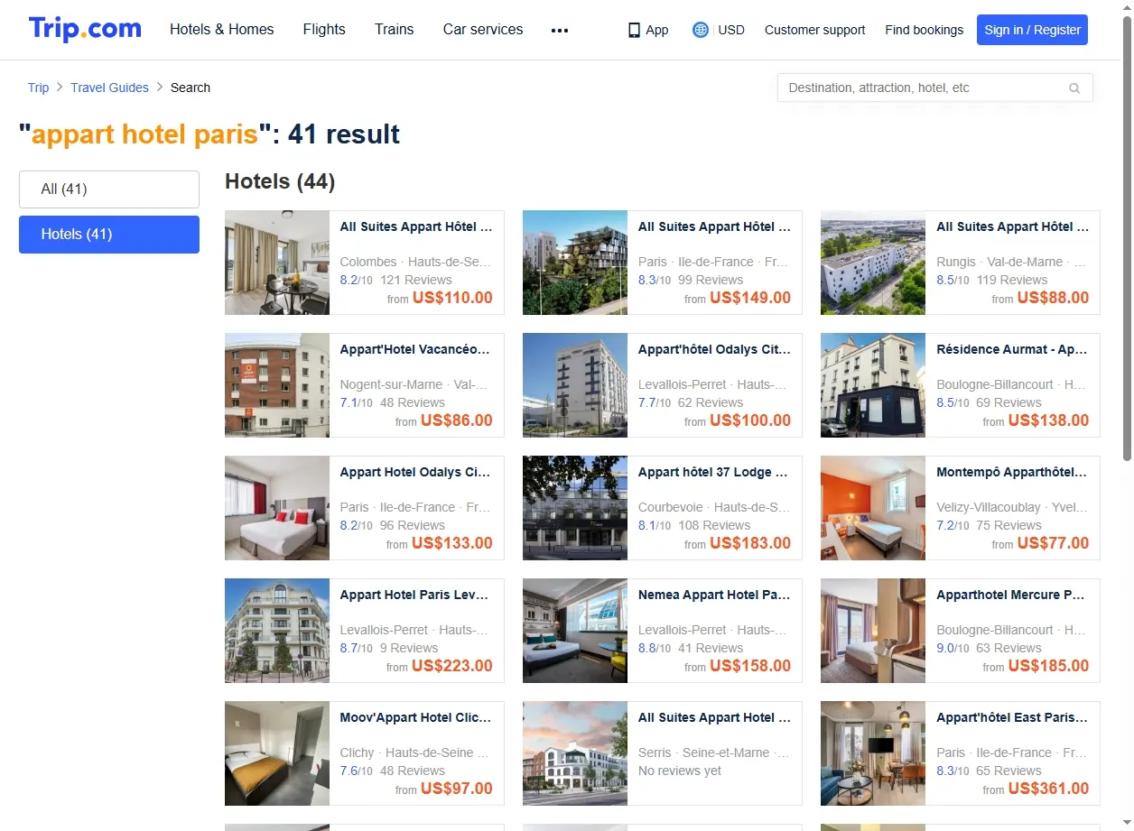 Offres spéciales Appart Hotel Paris sur Trip.com
