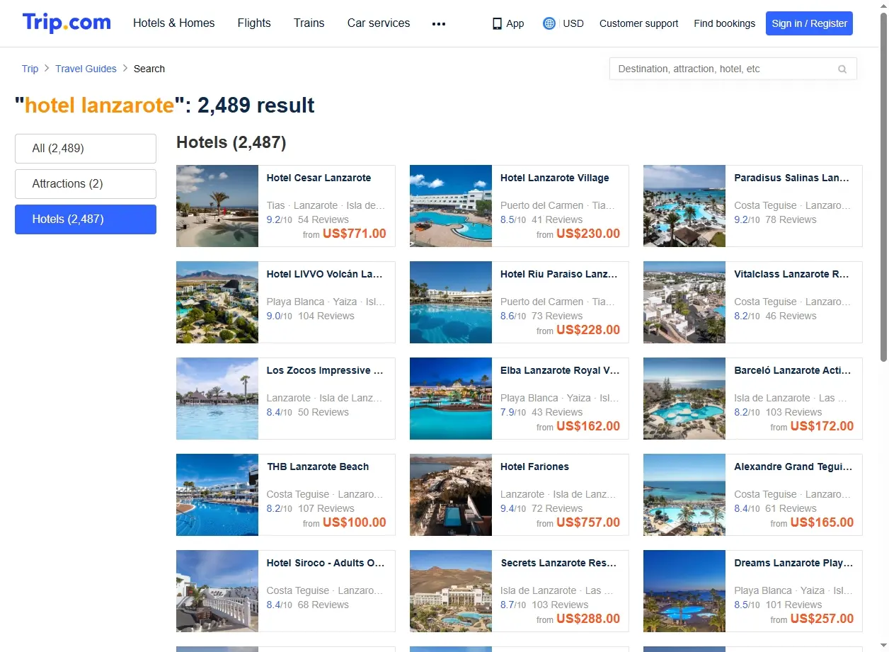Offres spéciales hôtels Lanzarote