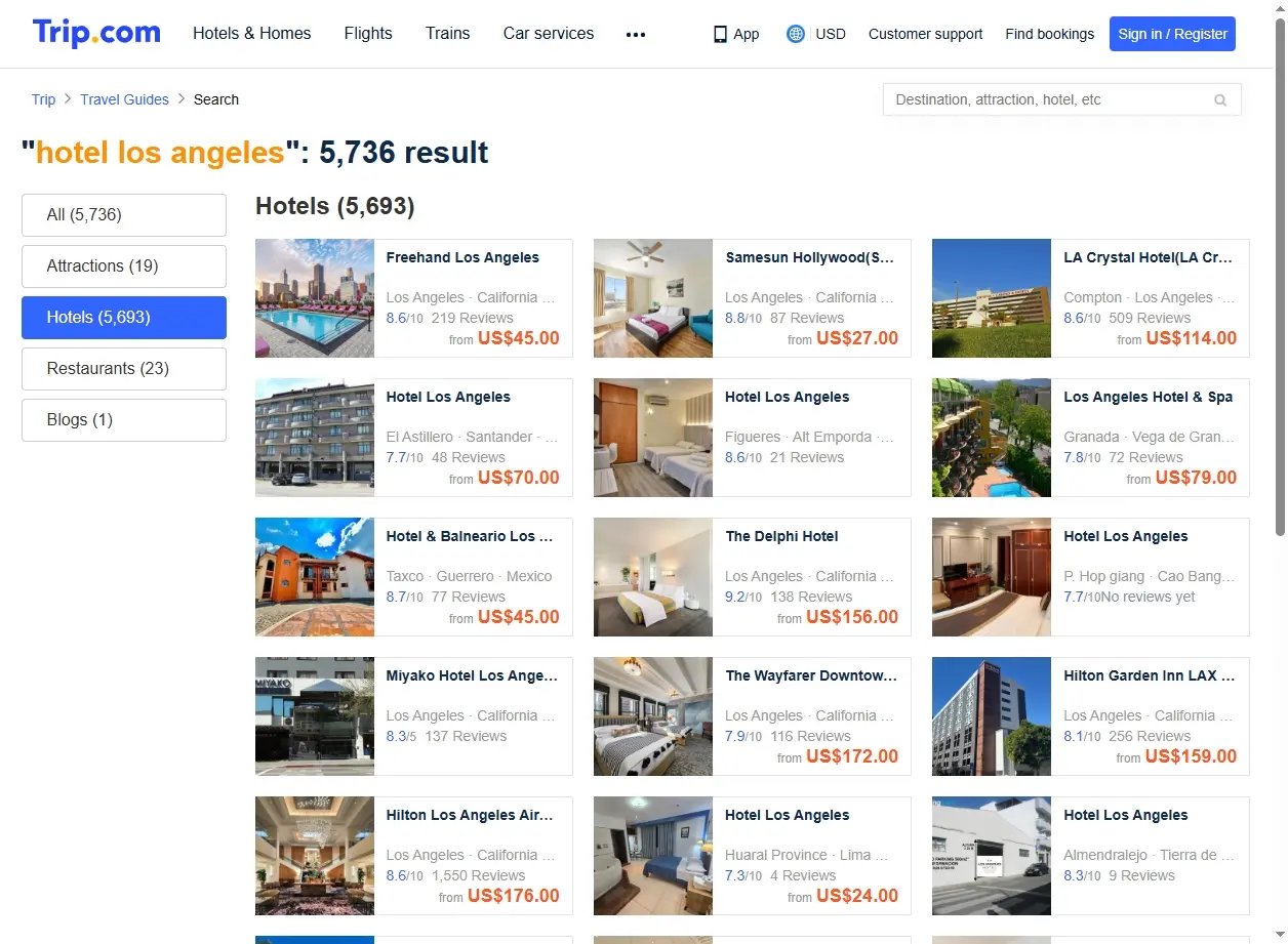Offres spéciales pour la recherche d'hôtel Los Angeles